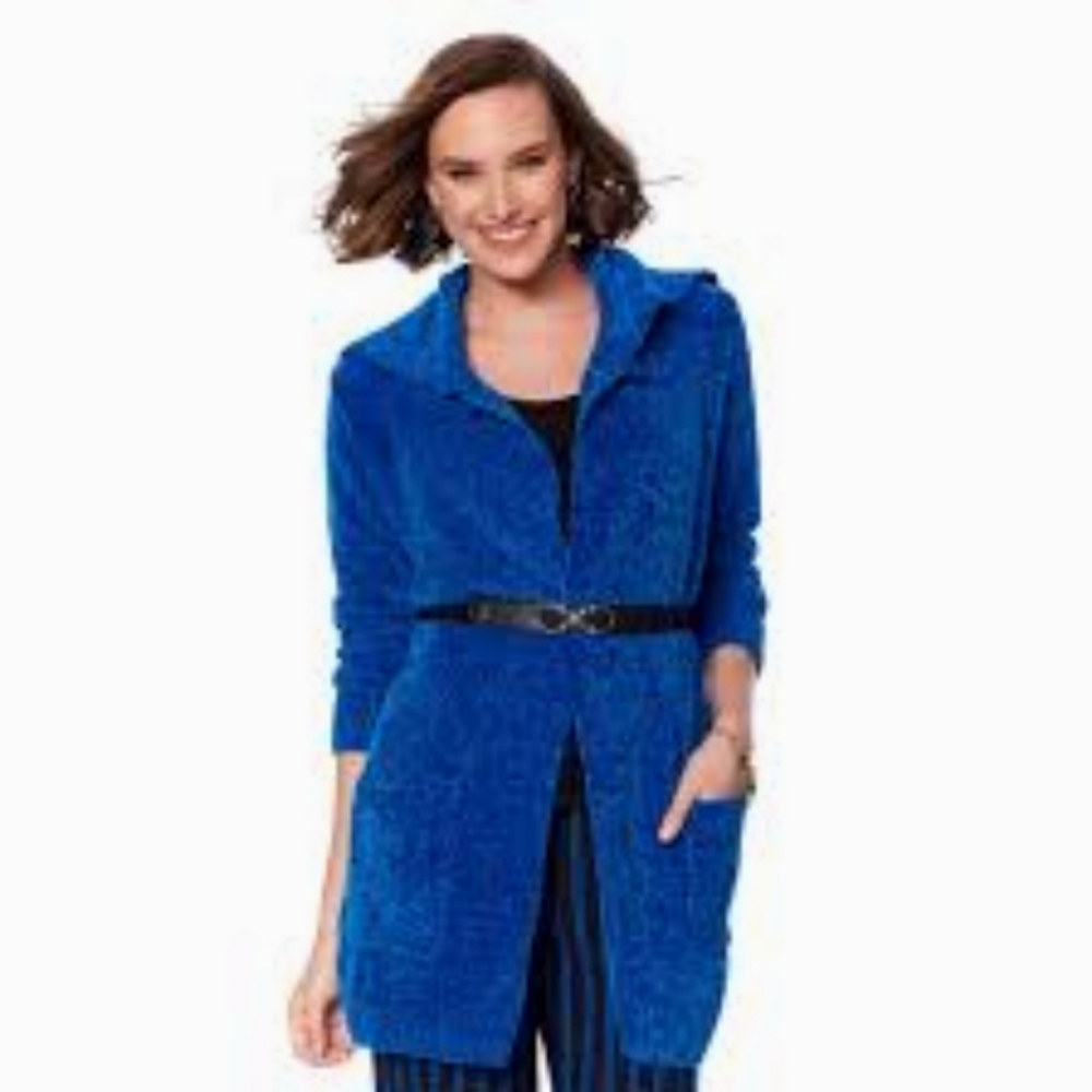 Antthony Timeless Textures blue cardigan  super soft chenille cardigan 1x/2x - Picture 2 of 8